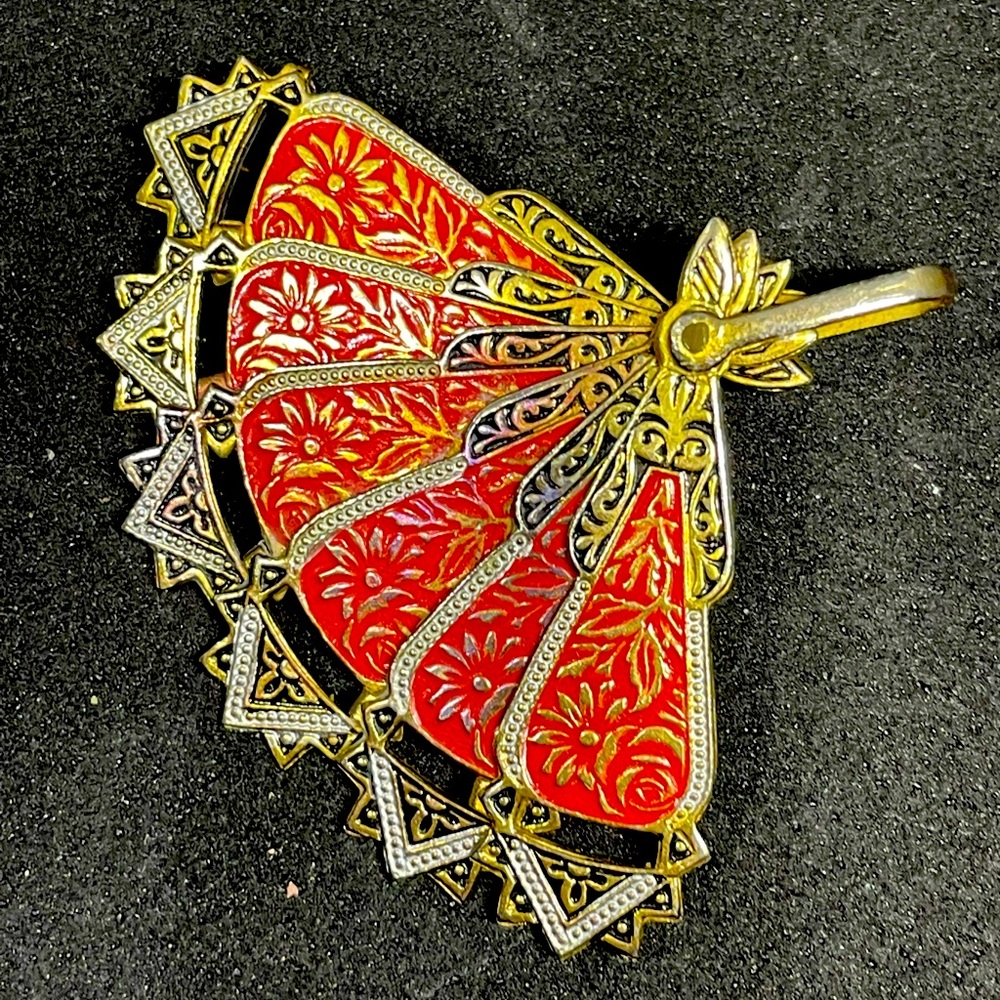 MCM DAMASCENE MADE IN SPAIN FLAMINGO DANCER FAN